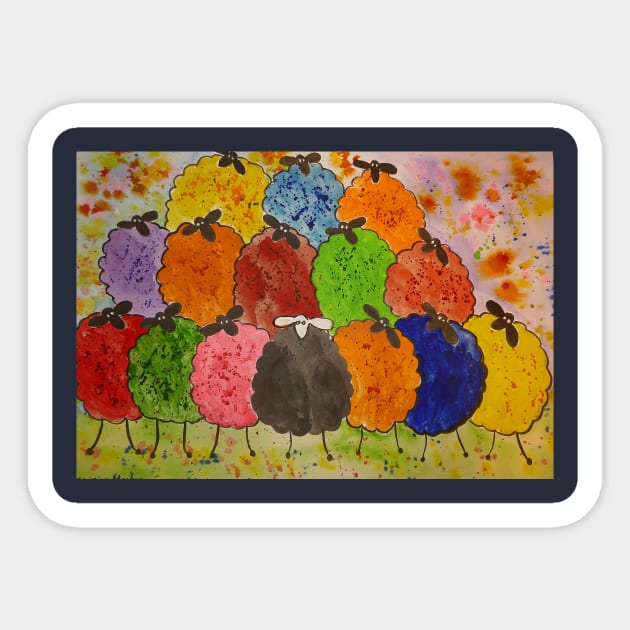 Quirky Colourful Sheep Sticker by Casimirasquirkyart